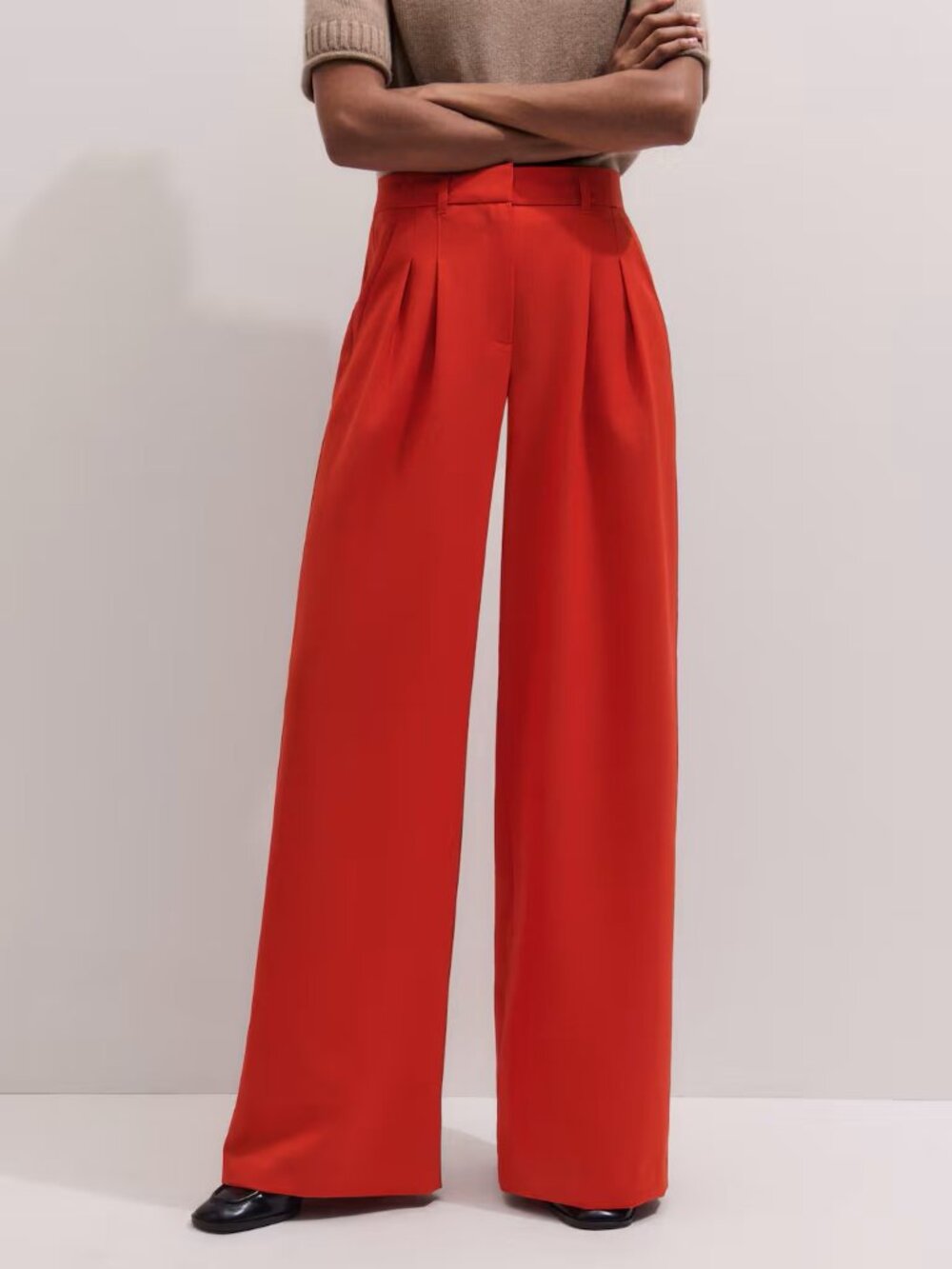ME+EM Bright Red Wide-Leg Cropped Trousers in Poppy Red EUC - Picture 3 of 8